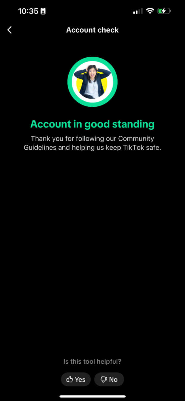 Évitez le shadowban TikTok : Conseils d'experts 8 Une capture d'écran d'une description d'écran noir générée automatiquement