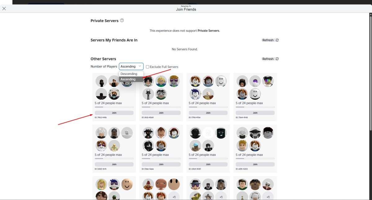 Comment obtenir de l'argent rapidement dans BlockSpin: Guide complet 9 Menu de sélection de serveur Roblox Blockspin