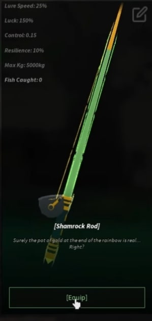 Guide de l'événement chanceux de pêche : Attrapez tous les poissons de la mise à jour de la Saint-Patrick. 7 Shamrock Rod Fisch