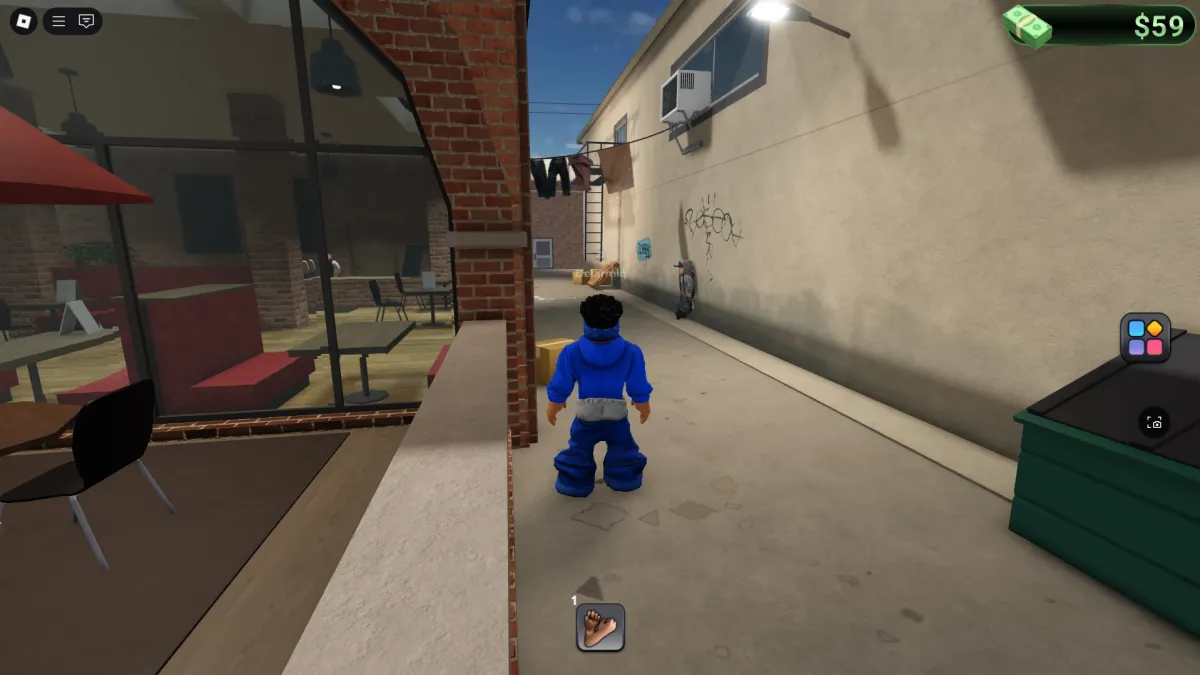 Comment obtenir de l'argent rapidement dans BlockSpin: Guide complet 7 Un joueur regardant le concessionnaire situé derrière le travail de cuisinier à Blockspin