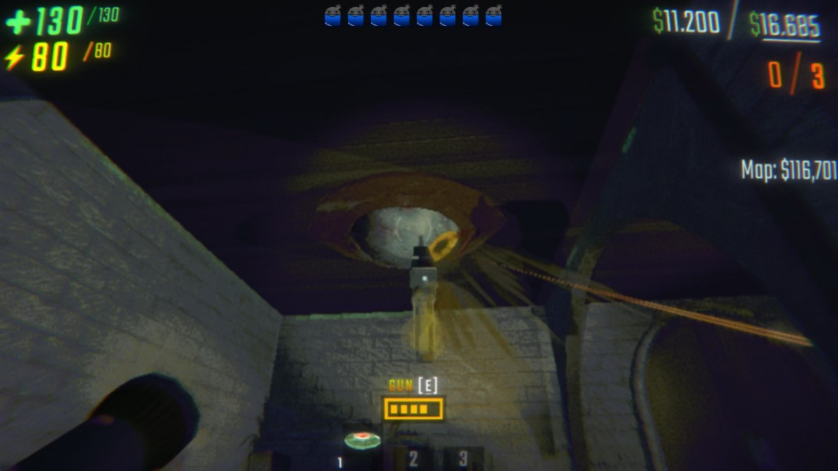 Comment vaincre le monstre oculaire (Peeker) dans R.E.P.O. 6 Pistolet visant un monstre peeper repo