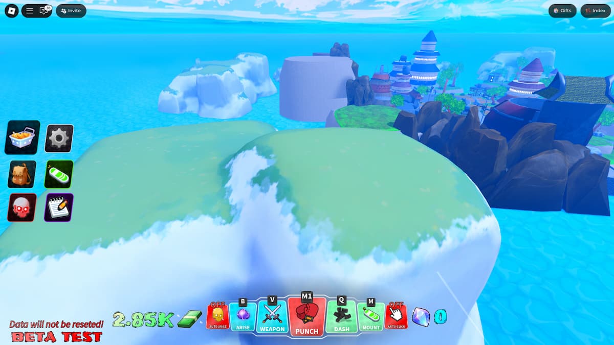 Emplacements de spawn sauvage de Wild Mount dans la croisement de Arise 6 Une image montrant une île herbeuse vallonnée surplombant un village sur la mer