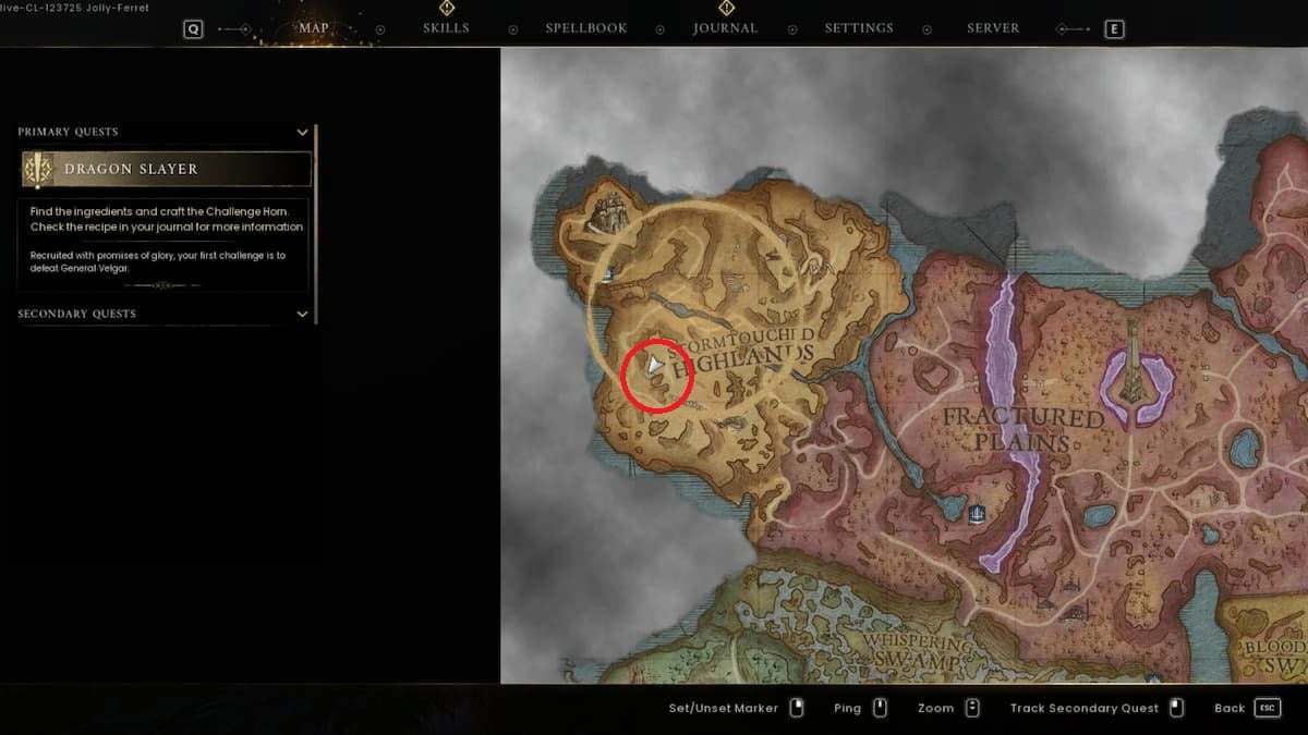 Débloquer la Dent de Dragon dans les Dragonwilds de RuneScape : Un Guide Complet 6 Emplacement de la Dent de Dragon sur la carte des Hauts-Touchés par la Tempête