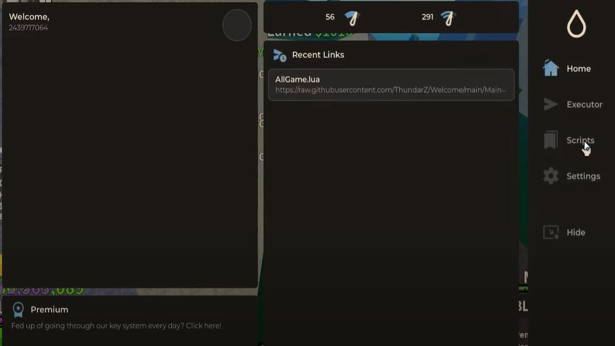 Meilleurs exécuteurs de scripts et exploits Roblox pour 2025 6 L'exécuteur de script ROBLOX HYDROGEN EXEC en cours d'exécution sur le téléphone