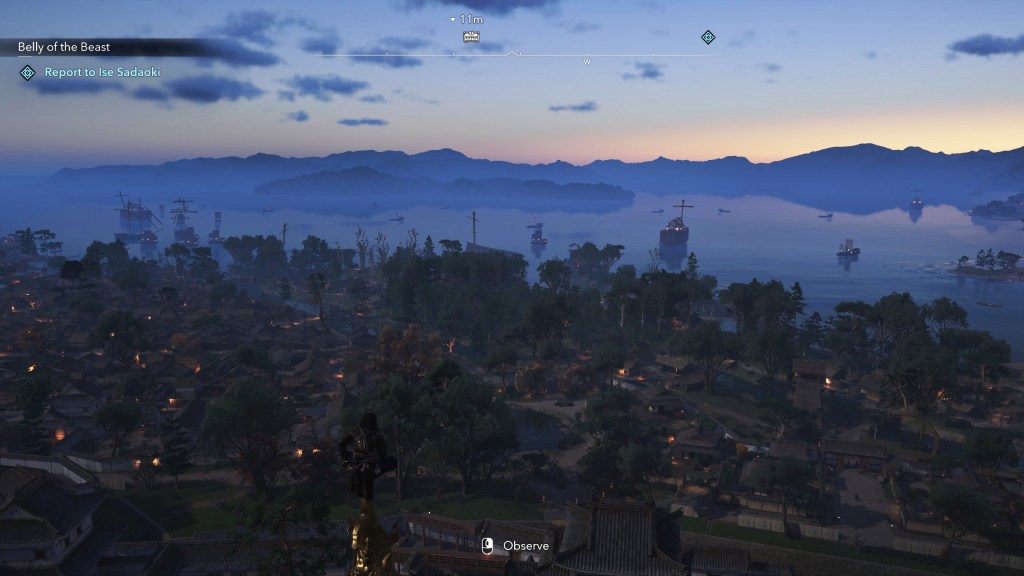 Assassin’s Creed Shadows : Performance sur Steam Deck expliquée 6 L'horizon d'Osaka au Japon au crépuscule sur PC