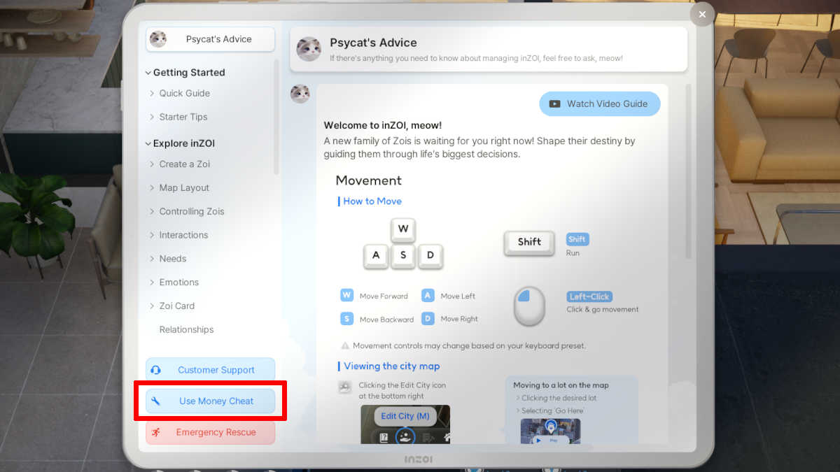Guide ultime des cheats et codes InZoi pour 2023 6 Guide de Psycat, où vous trouverez le code de triche pour l'argent dans InZoi