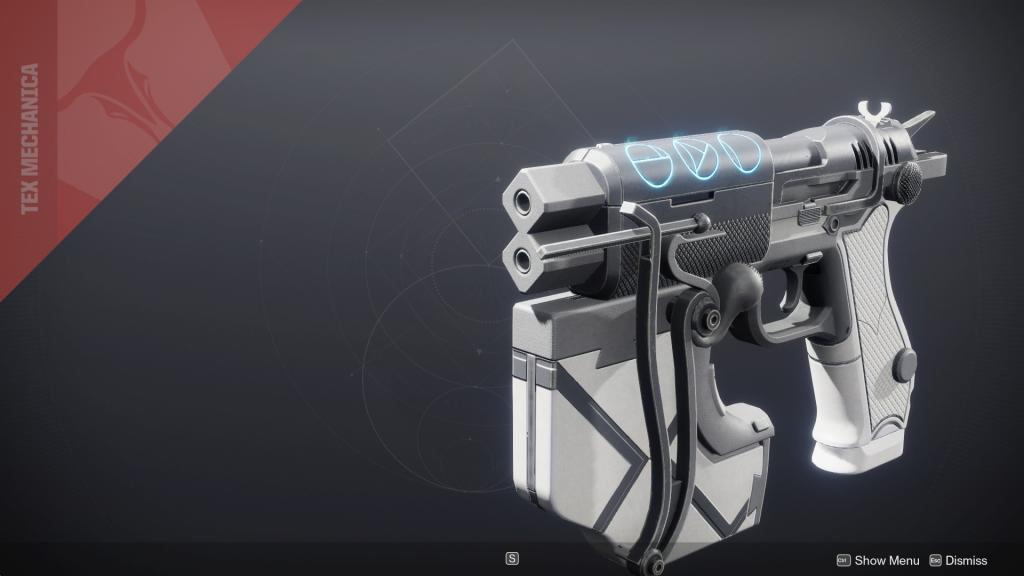 Top 9 des armes du Rite dans Destiny 2 : Guide ultime 16 Le pistolet à côté Liminal Vigil, vu dans les collections. Cette version provient de l'événement Rite des Neuf.