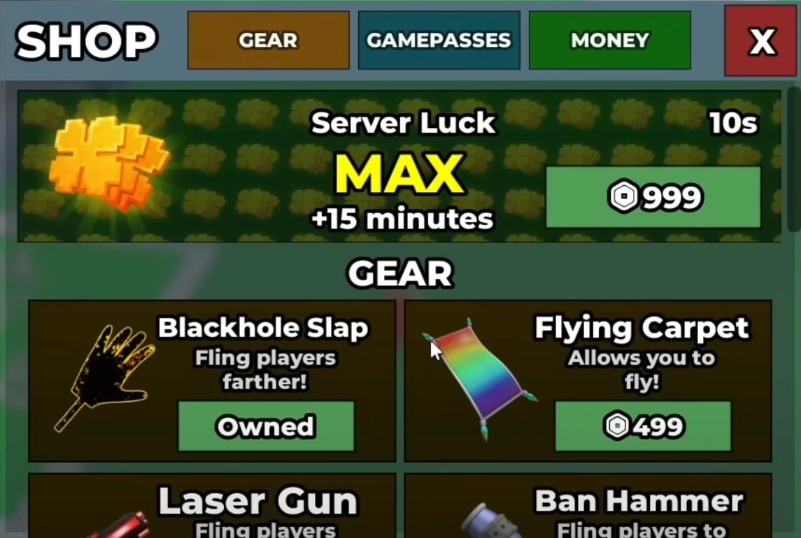 Débloquer le Secret et le Dieu Brainrot Brainrots dans Voler un Brainrot 7 Aperçu du menu de la Boutique dans l'expérience Roblox Steal a Brainrot.