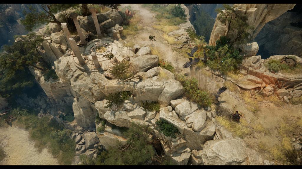 Guide complet sur les affections et les effets de statut dans Titan Quest 2 6 Joueur devant des ennemis sur une route dans Titan Quest 2