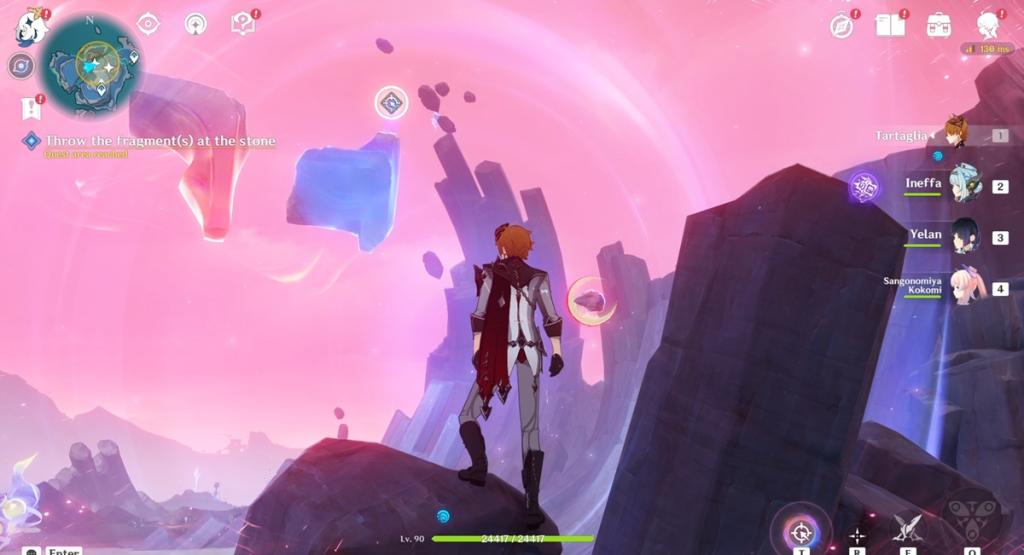 Genshin Impact Luna I : Guide complet de la quête de l'île verte 10 Lancer les fragments sur la pierre pour la deuxième fois Genshin Impact