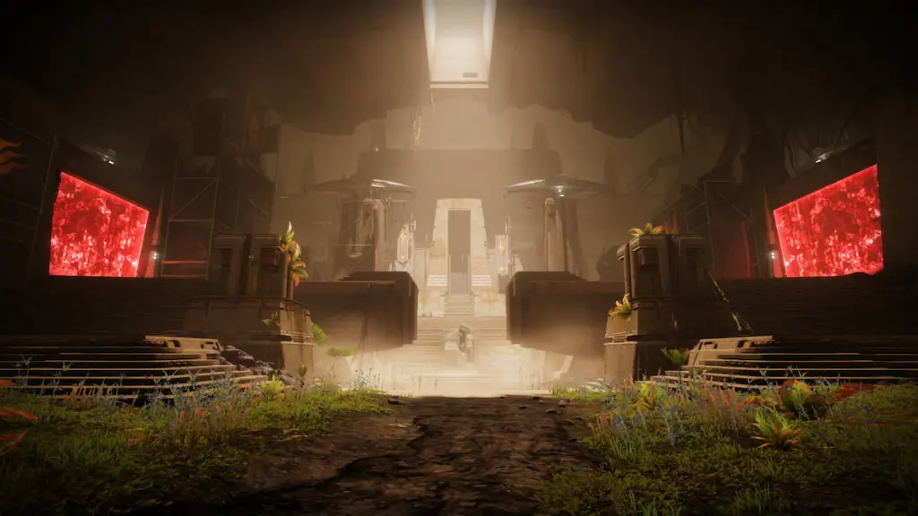 Destiny 2 : Guide des meilleures rolls pour l'Ombre Voltaïque et comment les obtenir 8 La cour du Temple Praxic dans le donjon Équilibre dans Destiny 2.