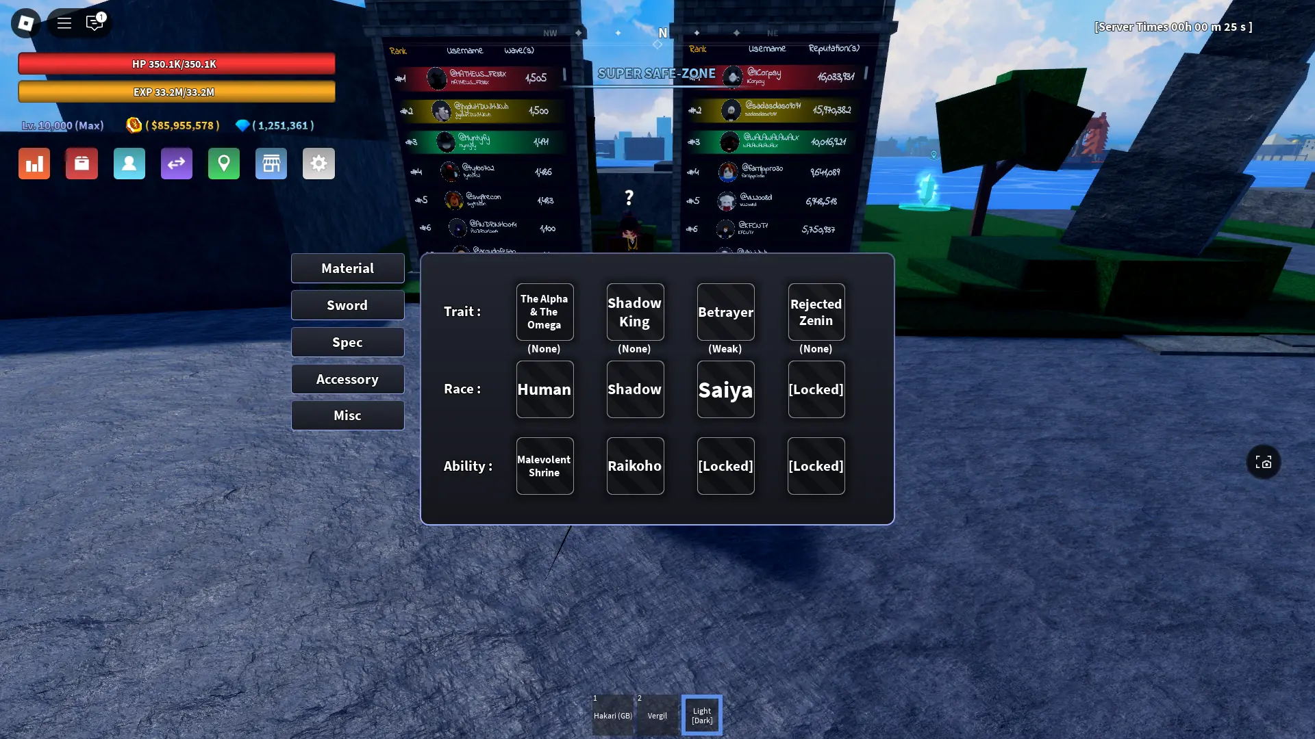 Guide des traits et classement des vers Ragna Noël Ultime 45 Stockage de traits dans l'inventaire de l'expérience Verse Piece Roblox