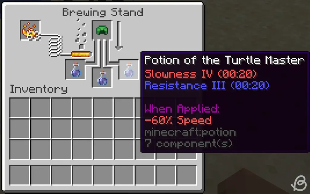Guide de brassage Minecraft : Toutes les potions (1.21) 19 Minecraft-Potions-Potion-of-the-turtle-master-and-its-ingredient-in-Minecraft