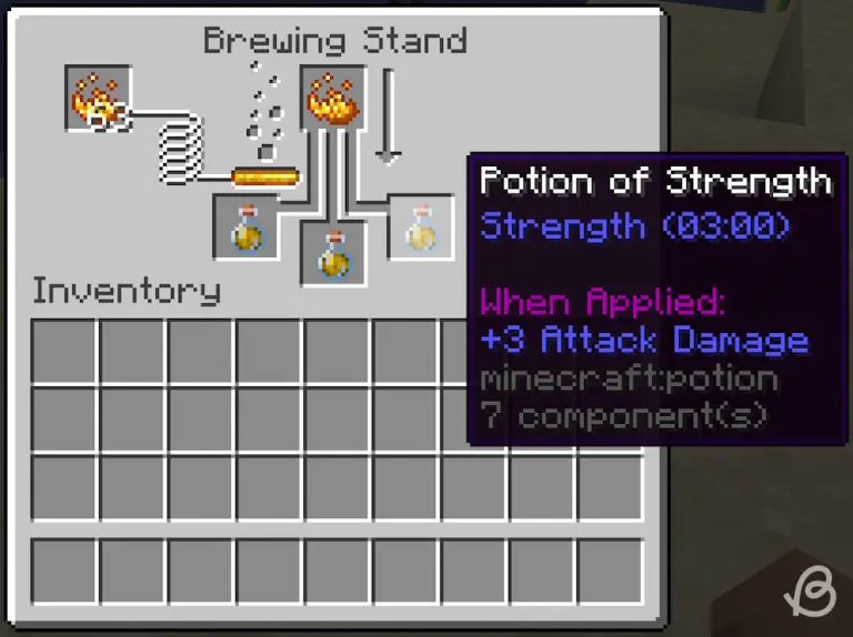 Guide de brassage Minecraft : Toutes les potions (1.21) 13 Minecraft-Potions-Potion-of-strength-and-its-ingredient-in-Minecraft