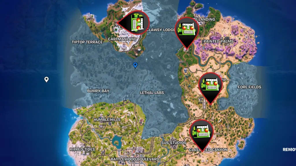 Guide Fortnite des pros du Flush : Chapitre 7 Saison 1, Astuces 6 Flushers location in Fortnite