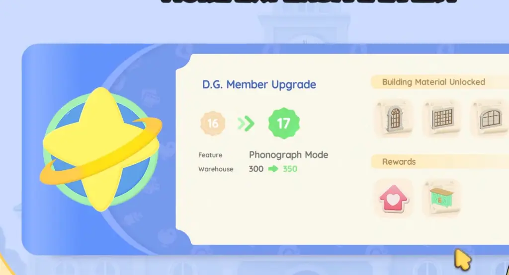 Rêves d'Heartopia : Déverrouillez-les tous ! 6 DG Members level 17 upgrade
