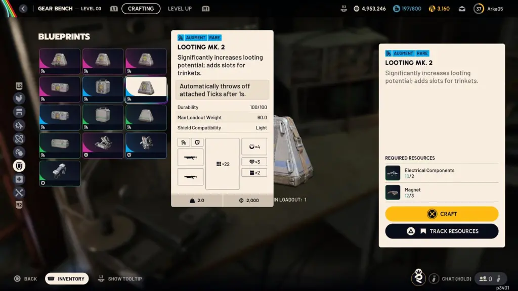 Meilleurs augmentations dans ARC Raiders: Guide de février 2026 9 Mk. 2 Looting augment in ARC Raiders