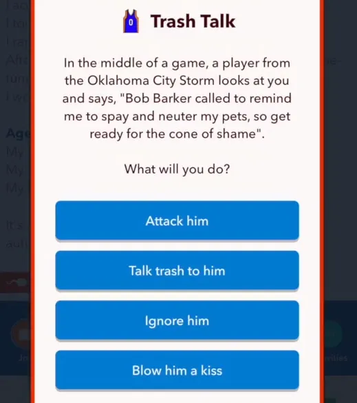 Comment provoquer vos adversaires dans BitLife : Meilleures répliques et astuces 6 Trash talk option in bitlife