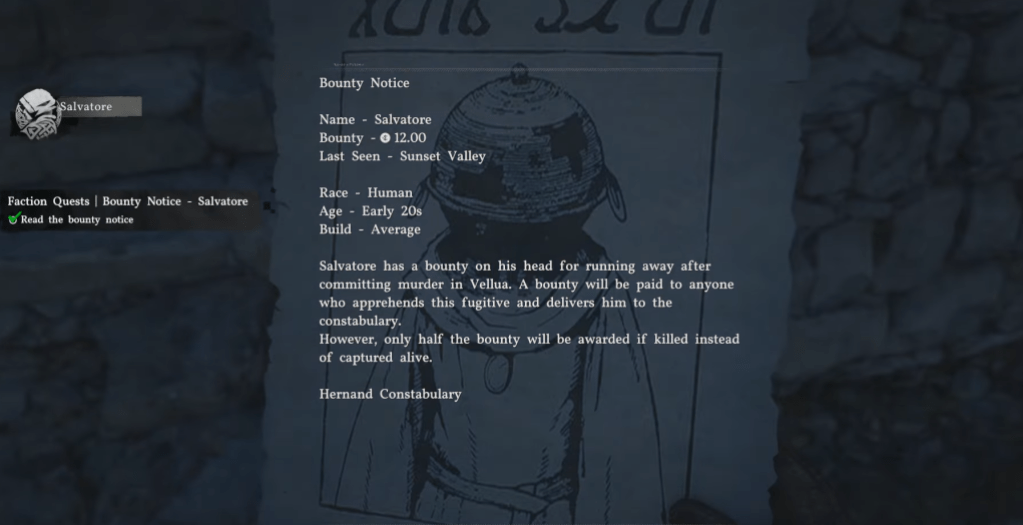 Crimson Desert : Comment obtenir et utiliser les points de contribution 6 Salvatore bounty poster