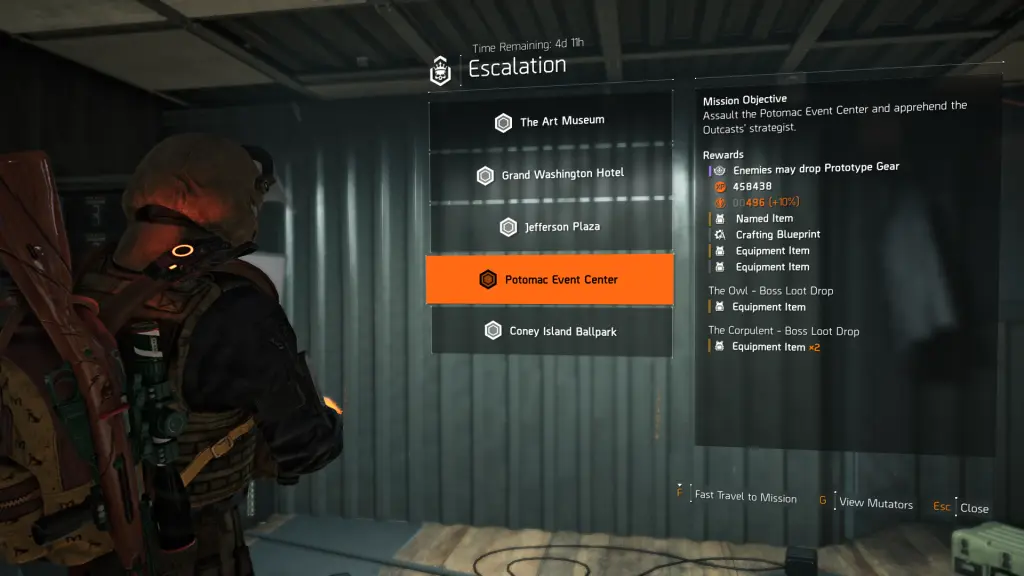 The Division 2 : Explication du mode Escalade : Modificateurs, récompenses et astuces 7 The task in Escalation mode in The Division 2