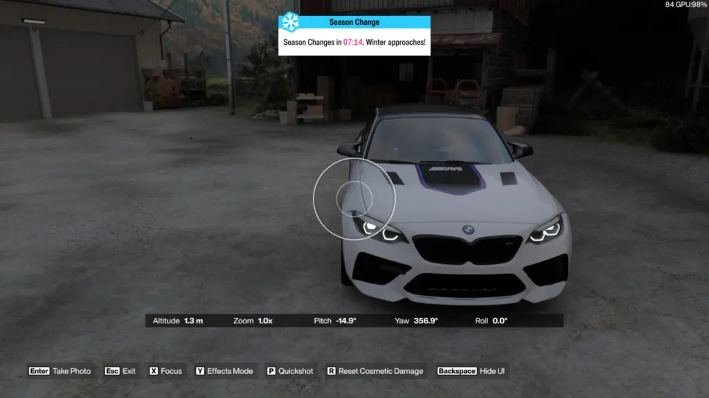Guide du Défi Machine de Conduite Ultime Forza Horizon 6 9 Prendre une photo de la BMW M2 CC